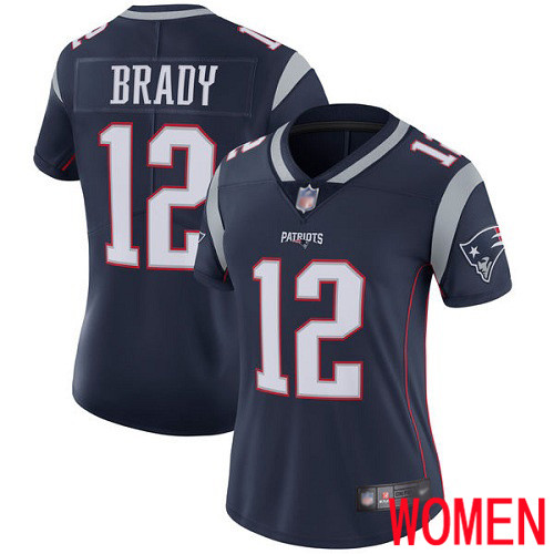 New England Patriots Football 12 Vapor Untouchable Limited Navy Blue Women Tom Brady Home NFL Jersey